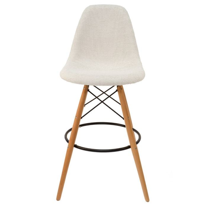 Sk Designer Living | Replica Eames Dsw Stool | Fabric & Natural - Texture Ivory