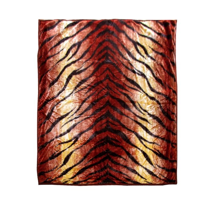 Bloomington 675gsm 2 Ply Animal Print Faux Mink Blanket Queen 200x240 cm Tiger