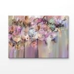 Pink & Purple Flowers Painting Print 100% Australian Made 150x100cm (Stretched Canvas)