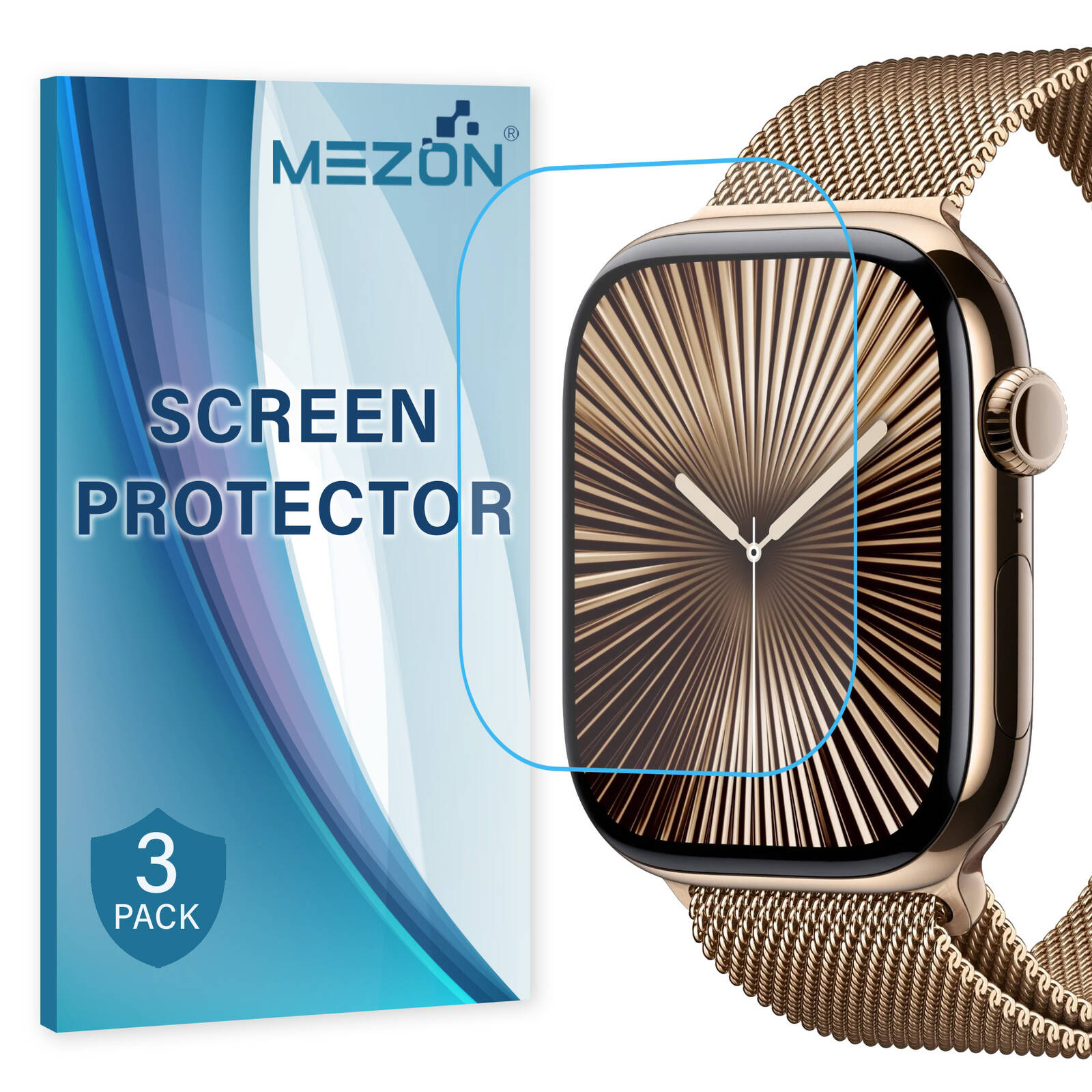 3 Pack MEZON Apple Watch Series 10 42 mm Ultra Clear TPU Film Screen Protectors Bunnings Australia