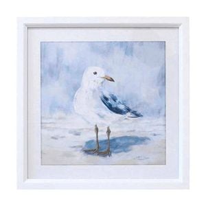 Lvd White Framed Coastal Seagull Print Wall Hanging Decor 50x50cm Assorted
