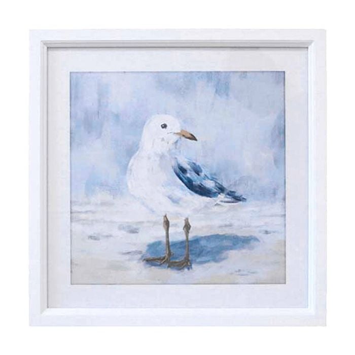 Lvd White Framed Coastal Seagull Print Wall Hanging Decor 50x50cm Assorted