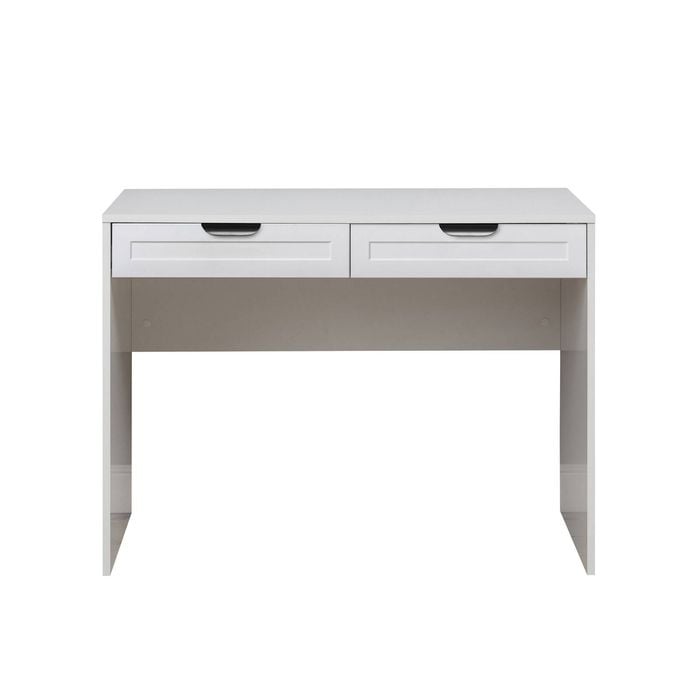 European Cabinetry White Hampton Pull Black Handles Odessa Desk