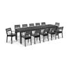 Santorini 12 Seater Outdoor Aluminium Dining Table And Chairs Setting Charcoal & Denim Grey Cushions