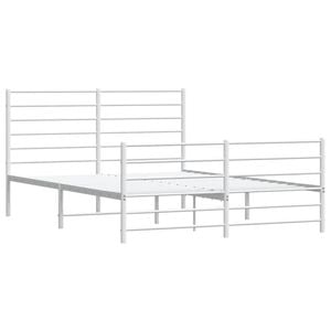 vidaXL Bed Frame Bed Base with Headboard and Footboard White 153x203 cm Queen
