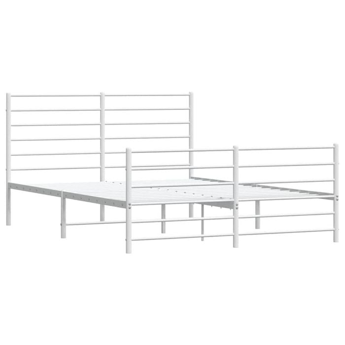 vidaXL Bed Frame Bed Base with Headboard and Footboard White 153x203 cm Queen