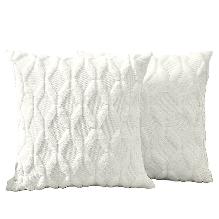 Vikus 2 Pack Decorative Boho Throw Pillow Covers 45 X 45 Cm (white)