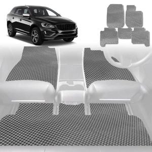 6D Diamond Car Floor Mats for Volvo XC60 2017-Current-Full Set-Grey-Outback GT