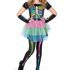 Rainbow Skeleton Girls Halloween Tutu Costume - Small