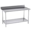 Soga 150x70x85cm Stainless Steel Bench with Backsplash