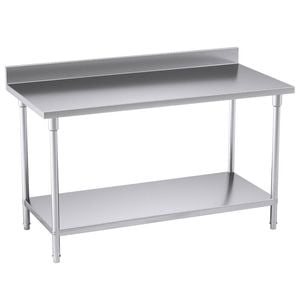Soga 150x70x85cm Stainless Steel Bench with Backsplash