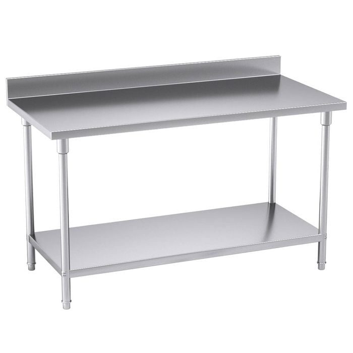 Soga 150x70x85cm Stainless Steel Bench with Backsplash