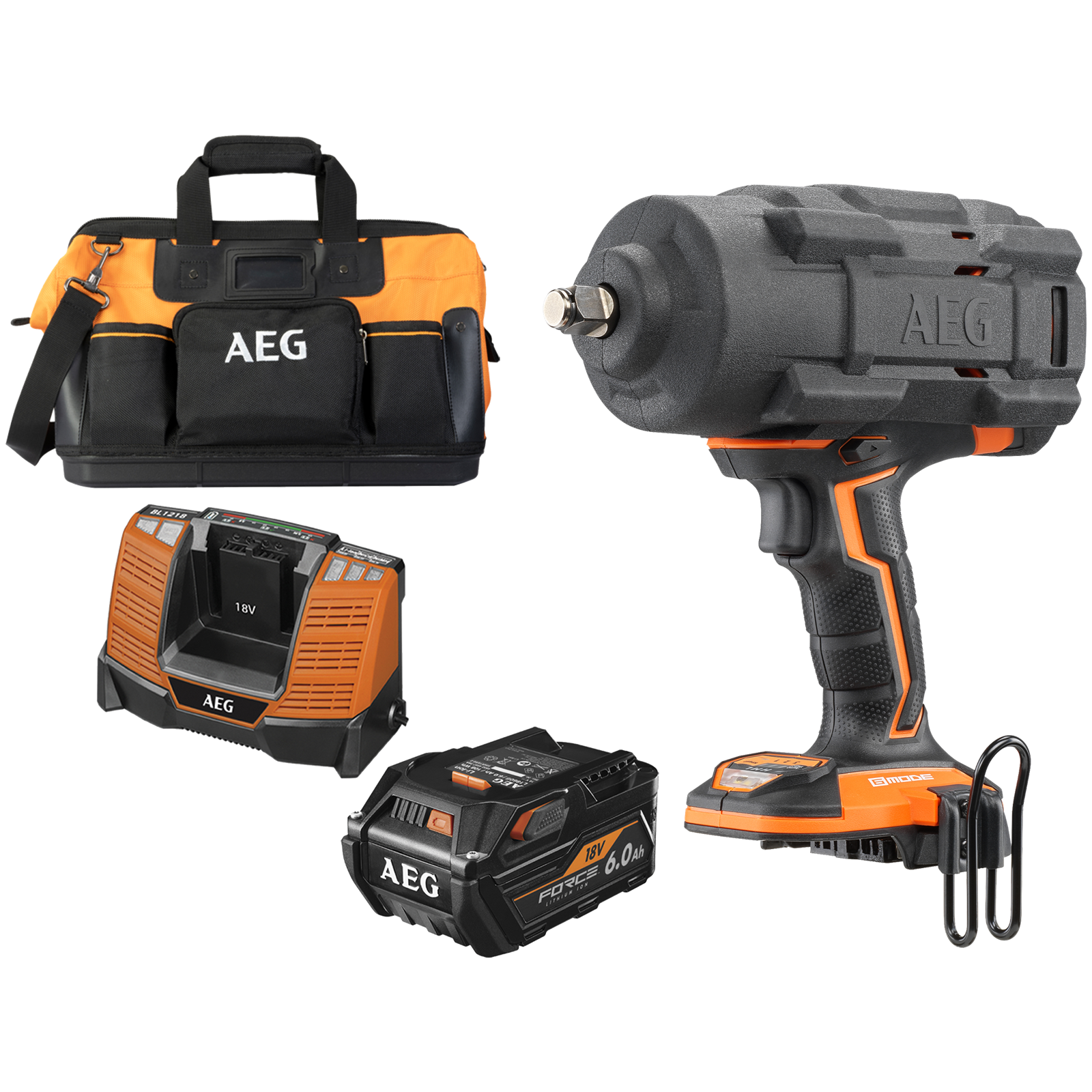 AEG 18V 6.0AH ½" Fusion 6 Mode High Torque Impact Wrench Kit
