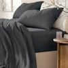 4pc Renee Taylor Washed Linen Cotton Bed Sheet & Pillow Case Set Magnet King