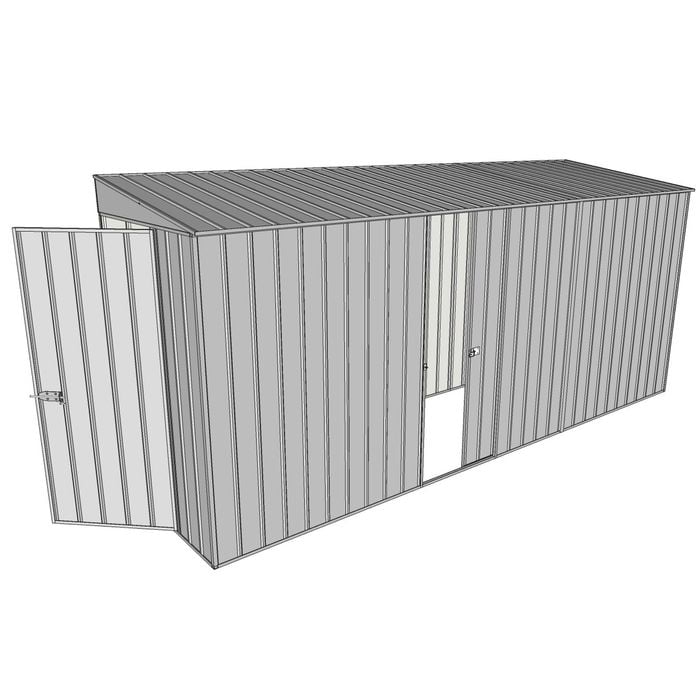 Build-A-Shed 1.2 x 4.5 x 2.0m Tunnel Shed Tunnel Hinged Door with 1 Sliding Side Door - Zinc