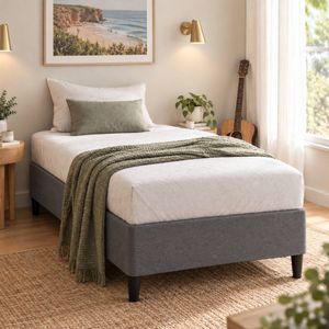 Zinus Single Fabric Bed Base Ensemble Base - Dark Grey