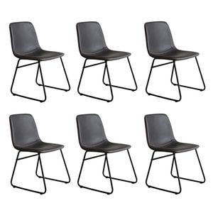 Levede 6pcs Vintage-Style PU Leather Dining Chairs - Black