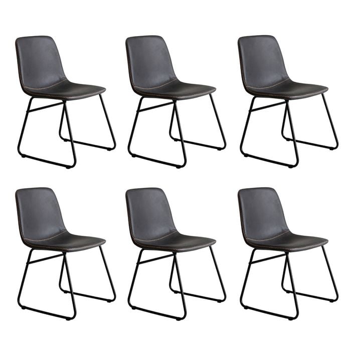 Levede 6pcs Vintage-Style PU Leather Dining Chairs - Black