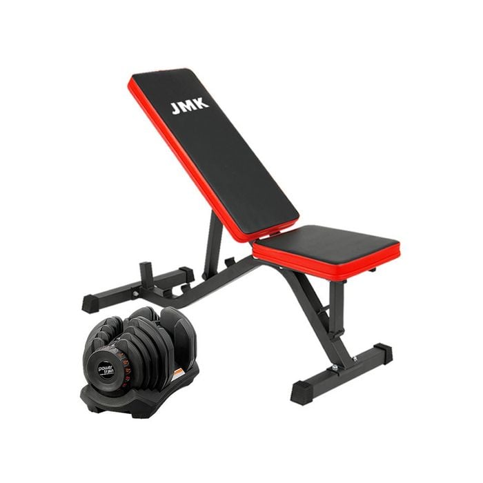 40kg Powertrain Adjustable Dumbbell  Home Gym with Bench