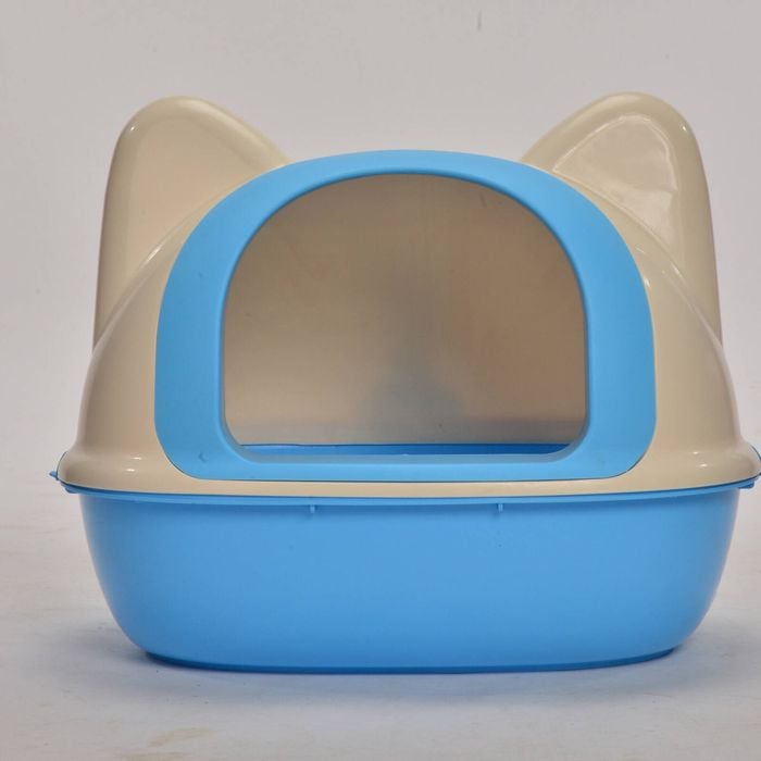 YES4PETS Medium Hooded Cat Toilet Litter Box Tray House With Scoop Blue