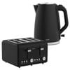 Pronti Silver Noir Collection 4 Slice Toaster And Kettle Bundle