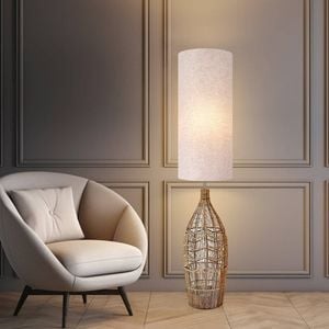 Luminea Trinity Modern Elegant Free Standing Reading Light Floor Lamp - Hemp & Natural