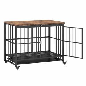 Costway 97x64x75cm Foldable Dog Crate Furniture Removable Tray Lockable