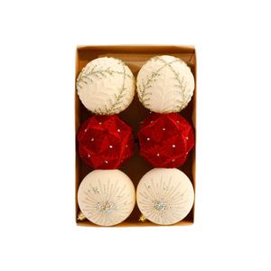 Catzon 6 Pcs 8cm Velvet Christmas Balls with Rhinestone Pattern Great for Holiday Party Wedding
