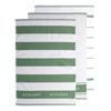 3pc Ecology Fold Striped Kitchen Tea Towels 100% Cotton 50 x 75cm Sage