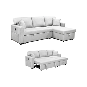 Foret 3 Seater Sofa Bed Modular Corner Pullout Lounge In Light Grey