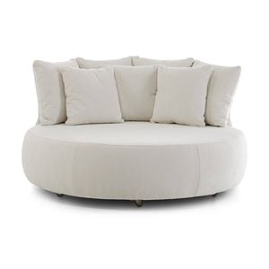 Catalina Outdoor Aluminium Round Daybed Lounge White & Ivory Cushions