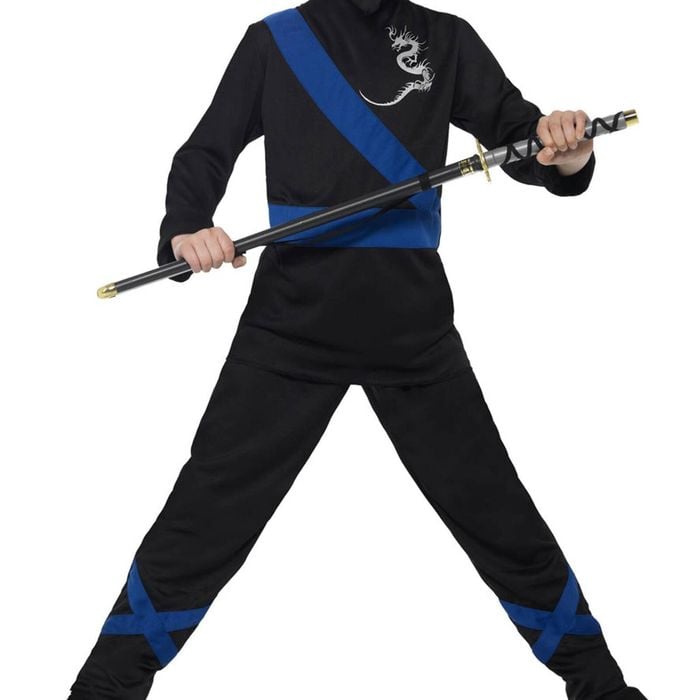 Ninja Assassin Black And Blue Boys Samurai Costume - Small