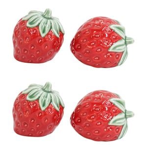 2x 2pc Urban Ceramic Strawberry Salt and Pepper Shakers Set 18x8cm Red