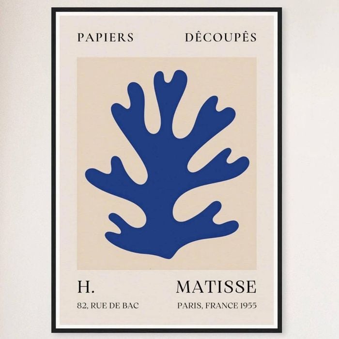 Galrie Papiers Découpés Blue H. Matisse Print (1955) Elegant for your Home, Black Frame, A2 42 x 60cm (16 x 24inch)