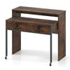 Costway Extendable Writing Desk Console Table Study Workstation Rustic Brown
