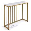 Costway Console Table 100x30x81cm Hallway Metal Sofa Side Power Outlets