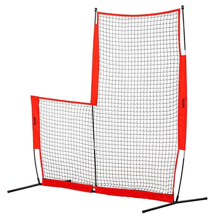 VEVOR L Screen Baseball Red for Batting Cage with Carry Bag and Ground Stakes