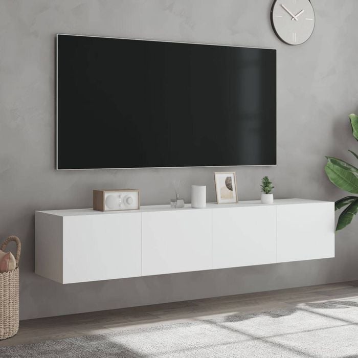 vidaXL TV Wall Cabinets with LED Lights 2 pcs White 80x35x31 cm