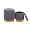 P&P Grey Set Of Two Sherpa Fur Storage Ottoman with Wood Base