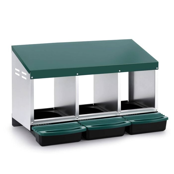 I.pet Chicken Nesting Box Roll Away 3 Holes Metal Wall Mounted Nest Box Green
