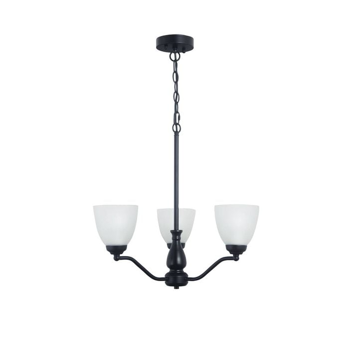 Oriel Lighting Rochester Traditional Glass Pendant Light Black 3lt