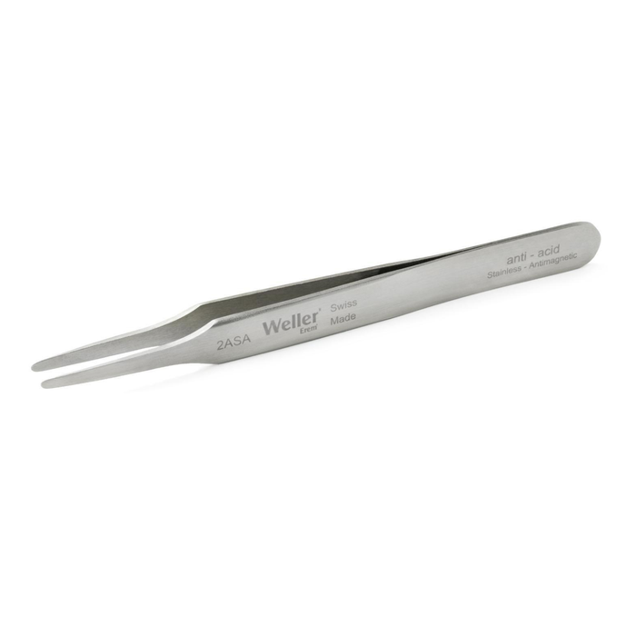 Weller Erem 4-1/2" Straight Flat Round Tip Precision Tweezers