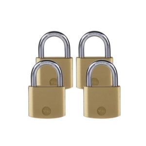 Yale 40mm Standard Security Brass Padlock - 4 Pack