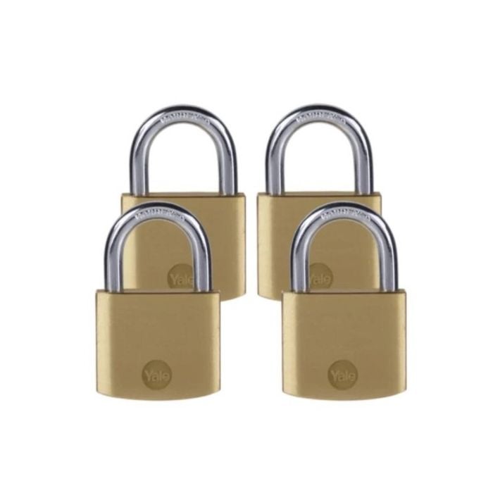 Yale 40mm Standard Security Brass Padlock - 4 Pack
