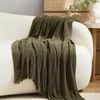 Gioia Casa Chenille Knitted Throw 130x170cm Khaki Green