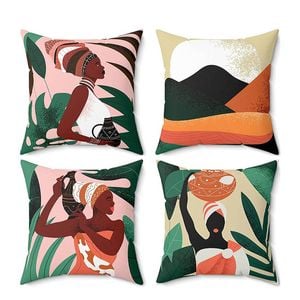 Catzon 4 Pcs Abstract Throw Pillow Covers Linen Modern Art Decor Pillowcase-Set 3