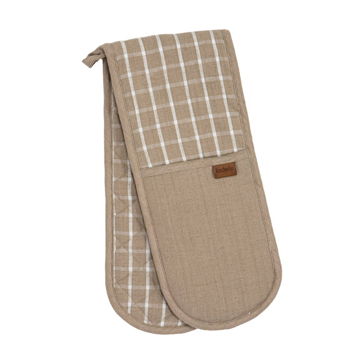 Ladelle Hemingway Taupe Double Cotton Linen Oven Mitt Cookware Beige ...