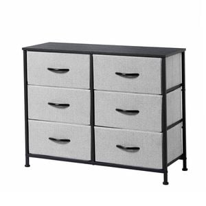 Sherwood Luna 6 Chest Of Drawers Lowboy Dresser Storage Wooden Desk Grey