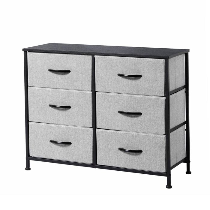 Sherwood Luna 6 Chest Of Drawers Lowboy Dresser Storage Wooden Desk Grey