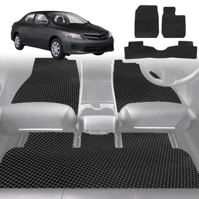 6D Diamond Car Floor Mats for Toyota Corolla 2007-2012 Hatch-Full Set-Black-Outback GT